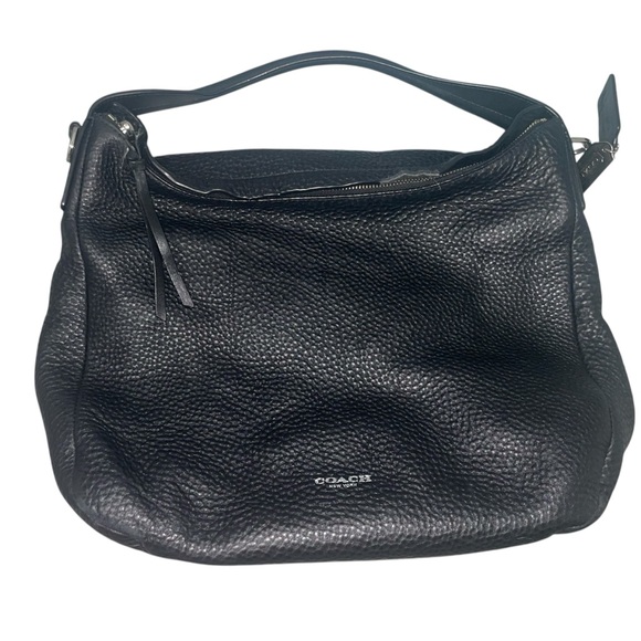 Coach Black Pebbled Leather Hobo Shoulder Bag - Picture 1 of 5